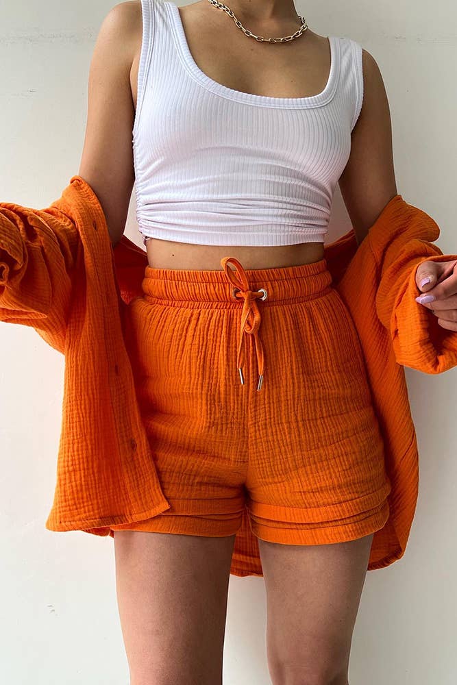 Orange Short Set in Cotton Gauze