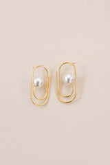 Paperwork Earrings Pearl Gold