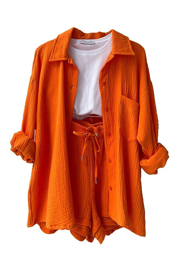 Orange Short Set in Cotton Gauze