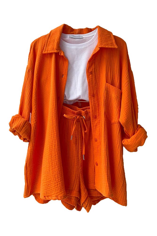 Orange Short Set in Cotton Gauze