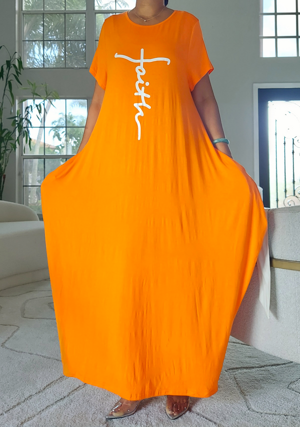 Faith Bubble  Jersey  Dress/Short Sleeve / Orange