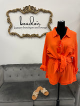 Orange Short Set in Cotton Gauze