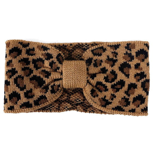 Leopard Animal Pattern Bow Ear Warm turban Headband