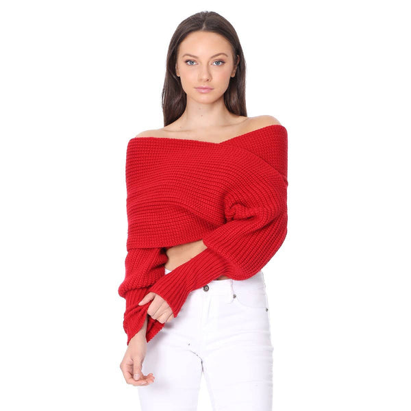 Wrap Sweater Red Black Gold