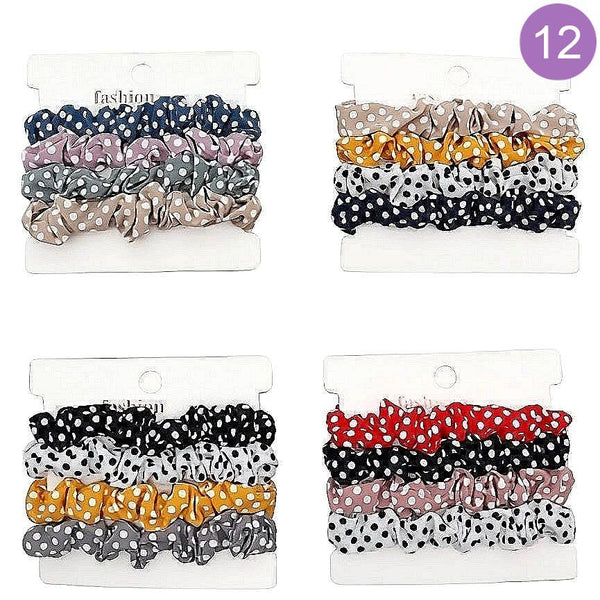 Dozen Polka Dot Scrunch Hair Tie