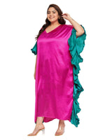 Ruffle Kaftan Fuchsia and Teal