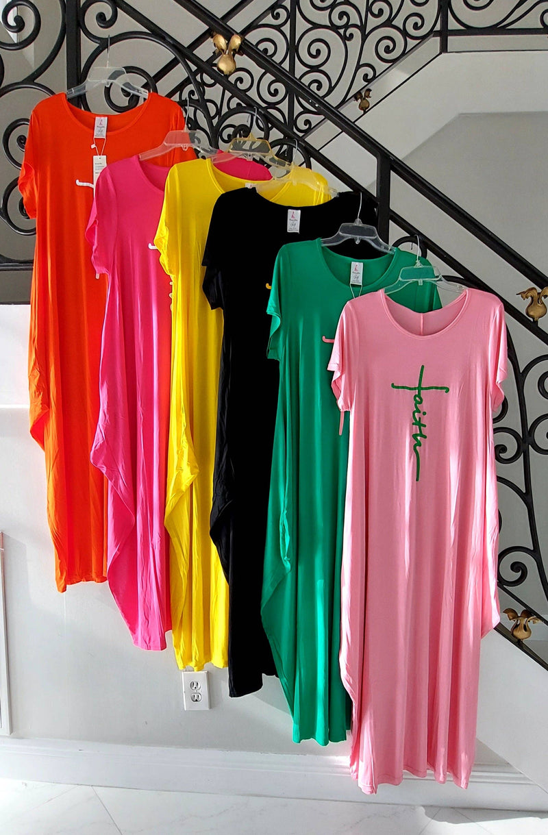 Faith Bubble  Jersey  Dress/Short Sleeve / Bright Pink