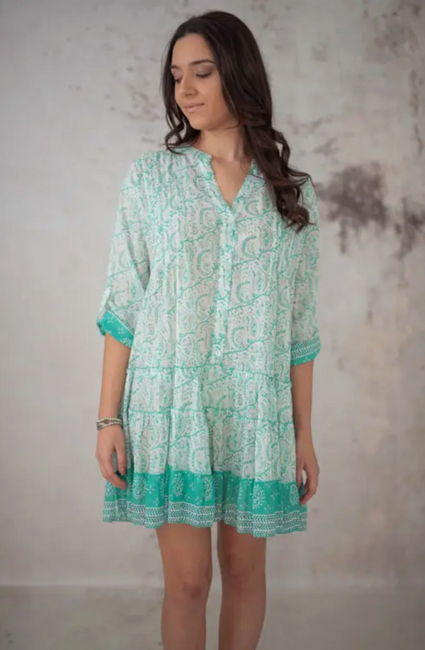 Mint Paisley Short Dress