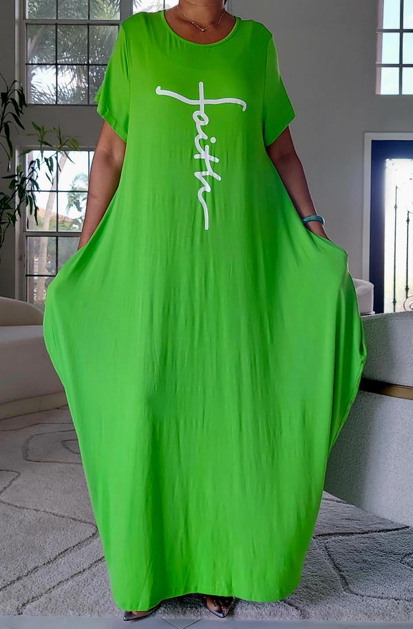 Faith Bubble  Jersey  Dress/Short Sleeve/ Apple Green