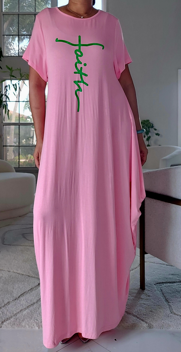Faith Bubble  Jersey  Dress/Short Sleeve/Baby Pink
