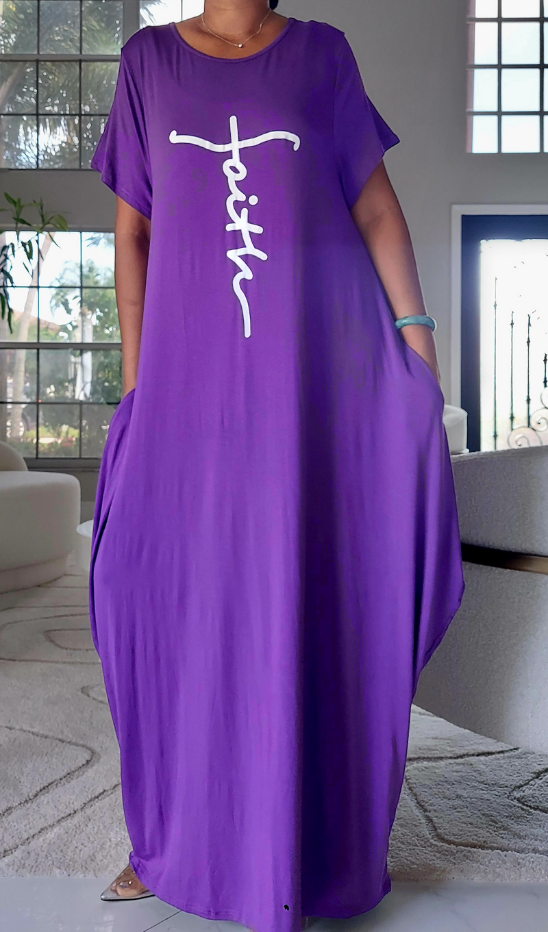 Faith Bubble  Jersey  Dress/Short Sleeve / Purple